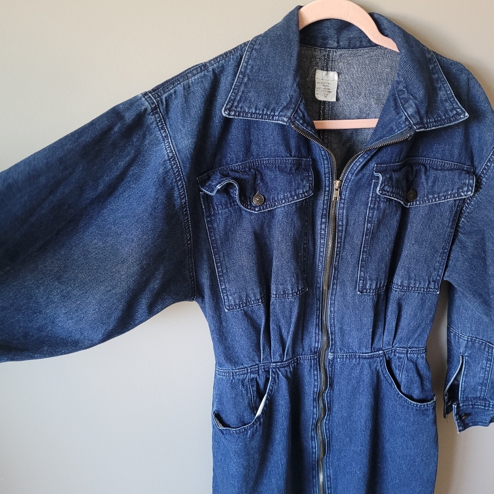 1980s denim zip front dress - Picture 6 of 9